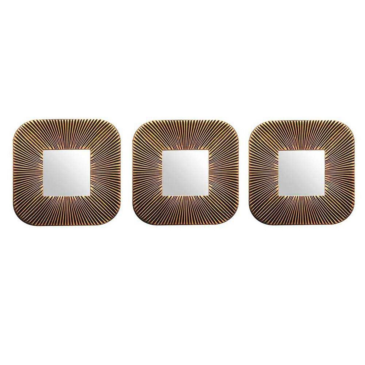 Set 3 Espejos Pl&aacute;stico Vgo para Colgar Cuadrado 25 cm Negro