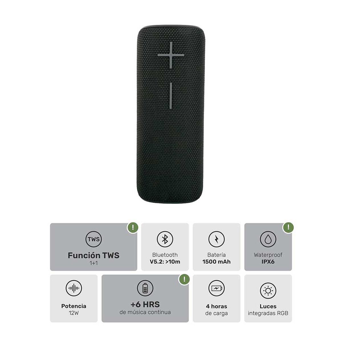 Parlante Bluetooth Lhotse Pulse On Negro