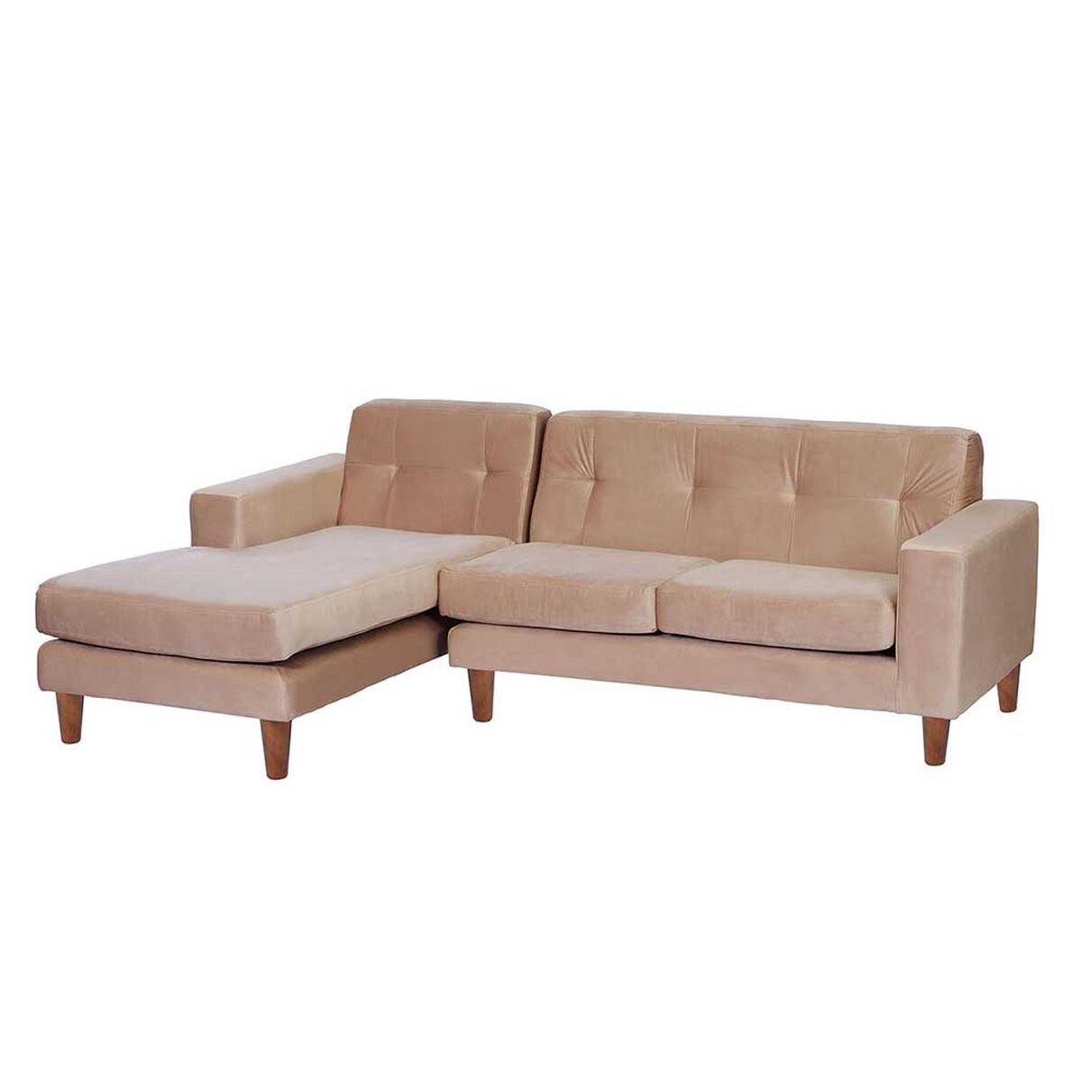 Sofá Seccional Izquierdo Latam Home Salermo Tela Velvet 3 Cuerpos Beige