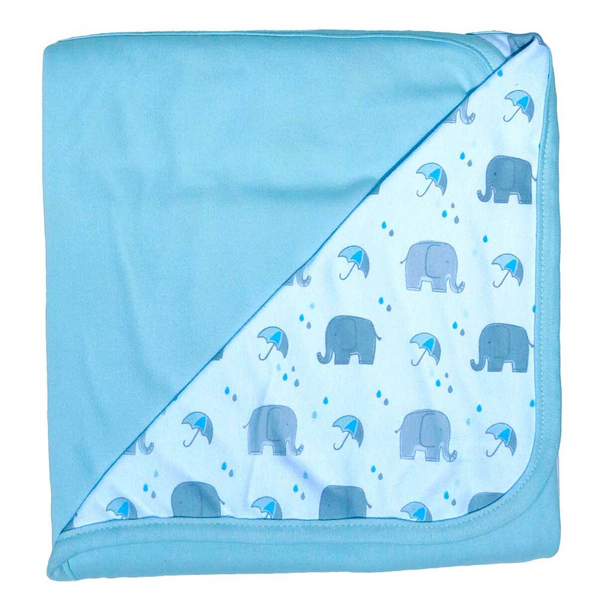 Manta algodón reversible Elefantes