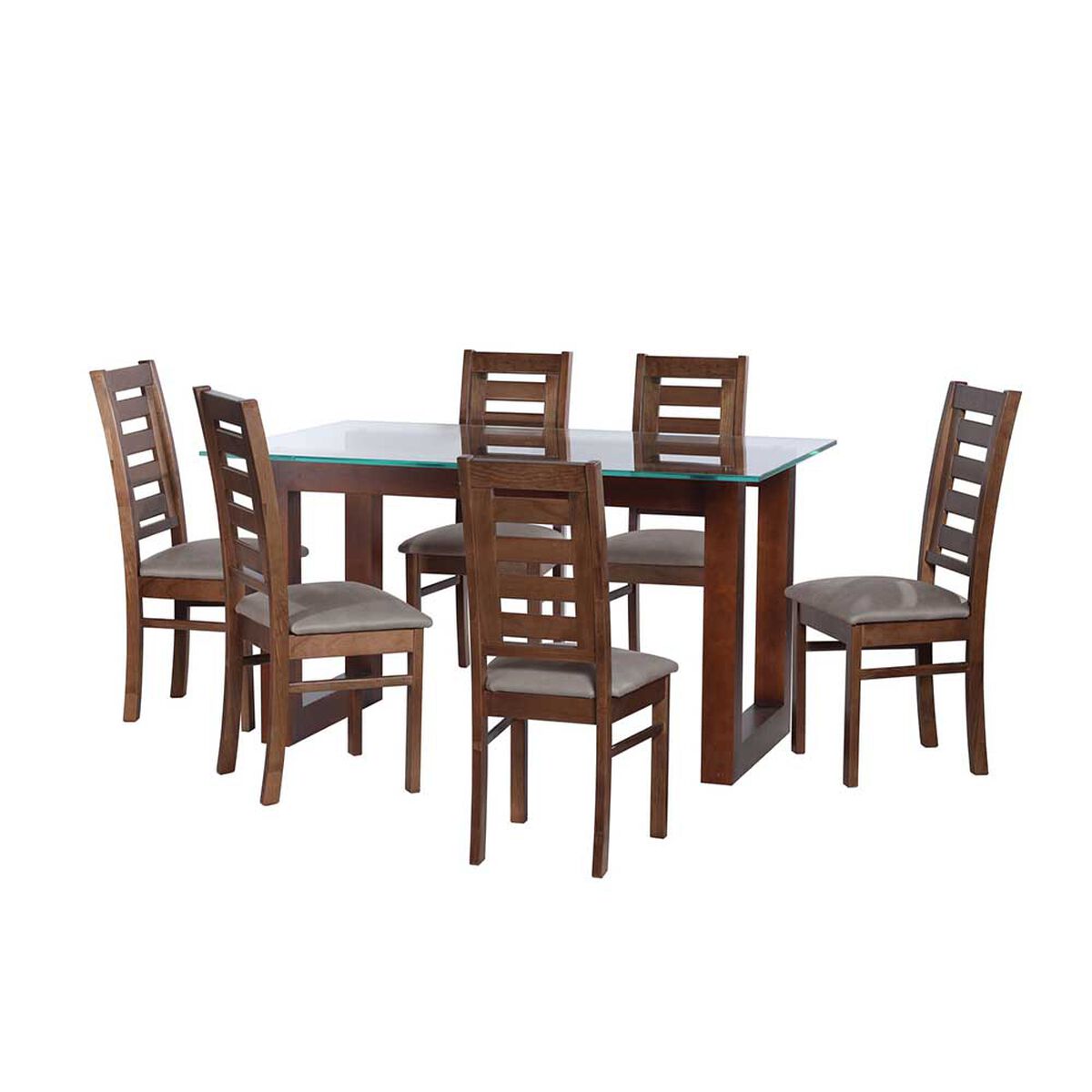 Juego de Comedor Latam Home Pamplona Girona 6 Sillas Velvet Chocolate