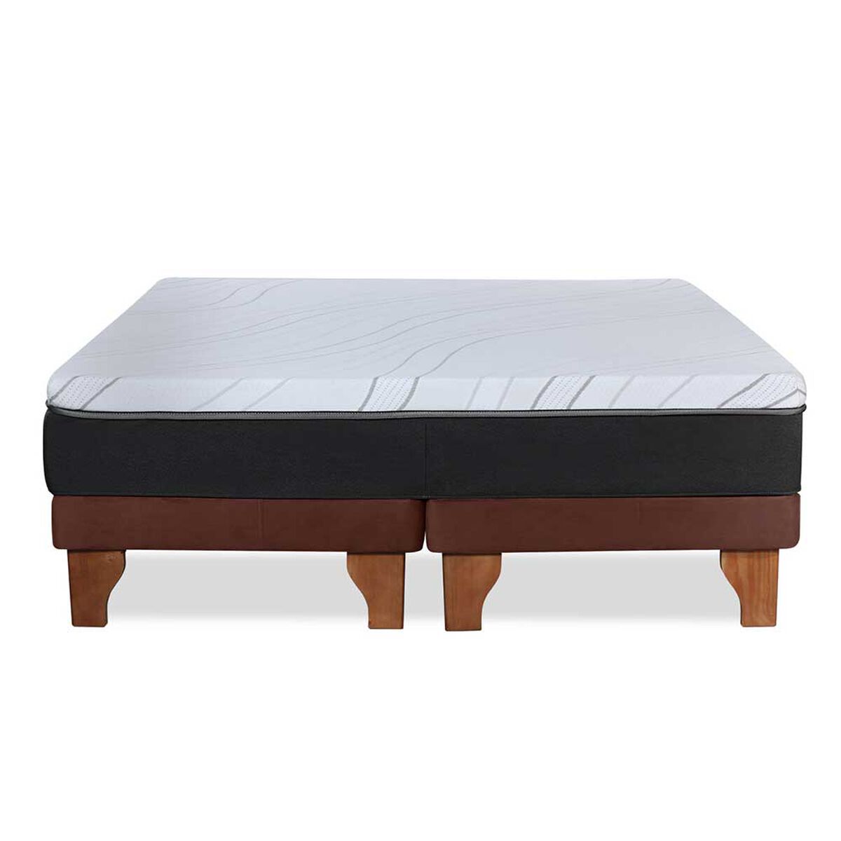 Cama Europea Latam Home Base Dividida King Zen Top Foam Hybrid Velvet Chocolate