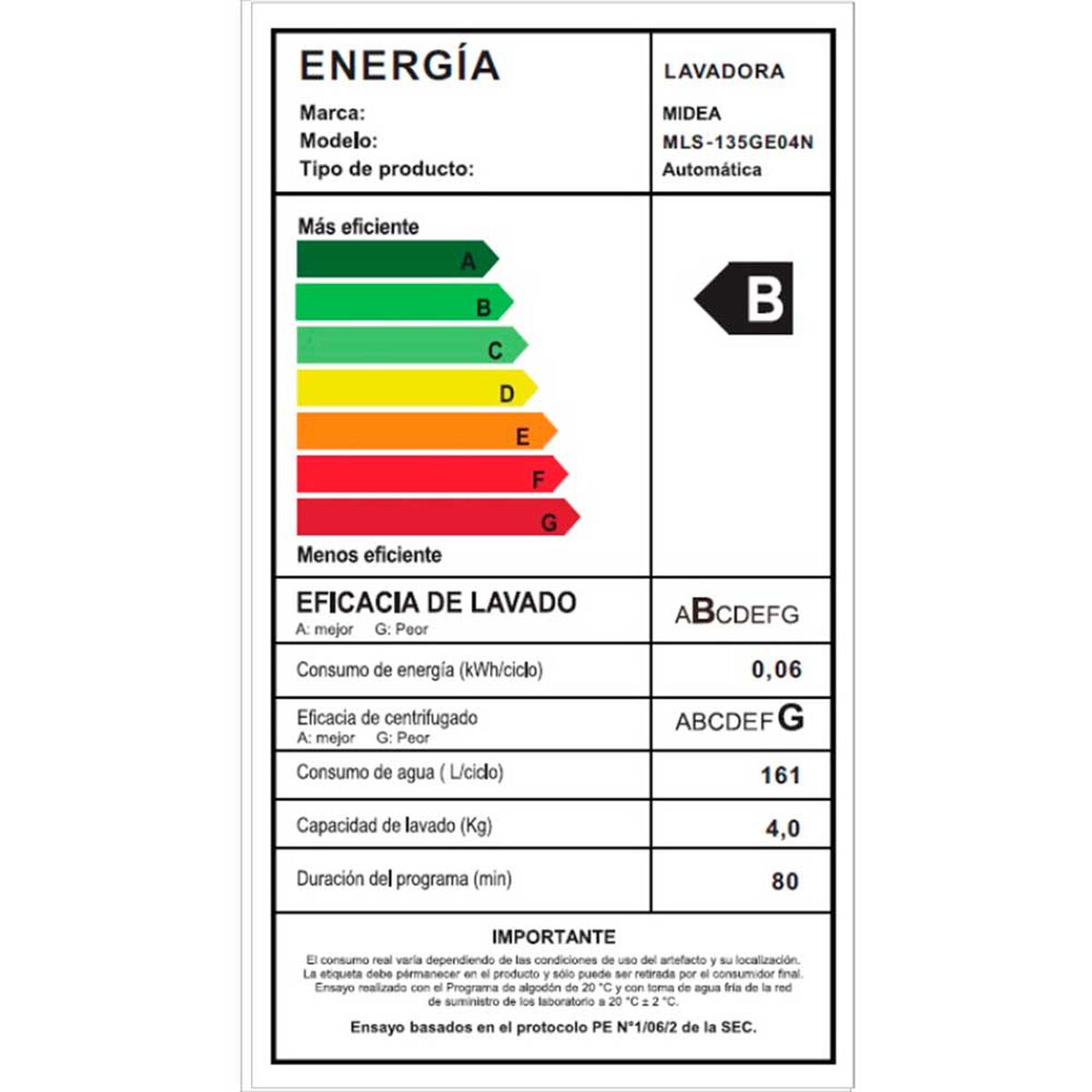 Lavadora Automática Midea MLS-135GE04N 13,5 kg.