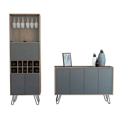 Imagen 2 del producto Combo Bar Alto + Bife TuHome Vassel Miel Plomo