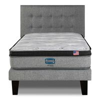 Cama Europea Simmons 1,5 Plazas Dreamer Plazasus Box + Respaldo Urban Gris