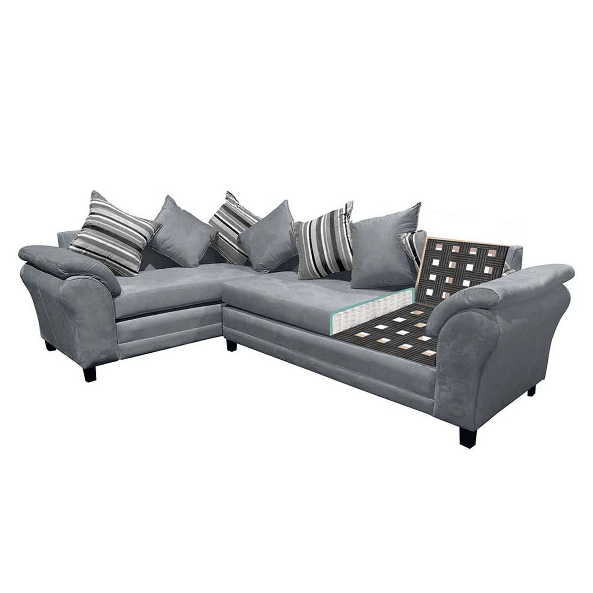 Sofá Seccional Izquierdo Living Factory Capri 5 Cuerpos Gris