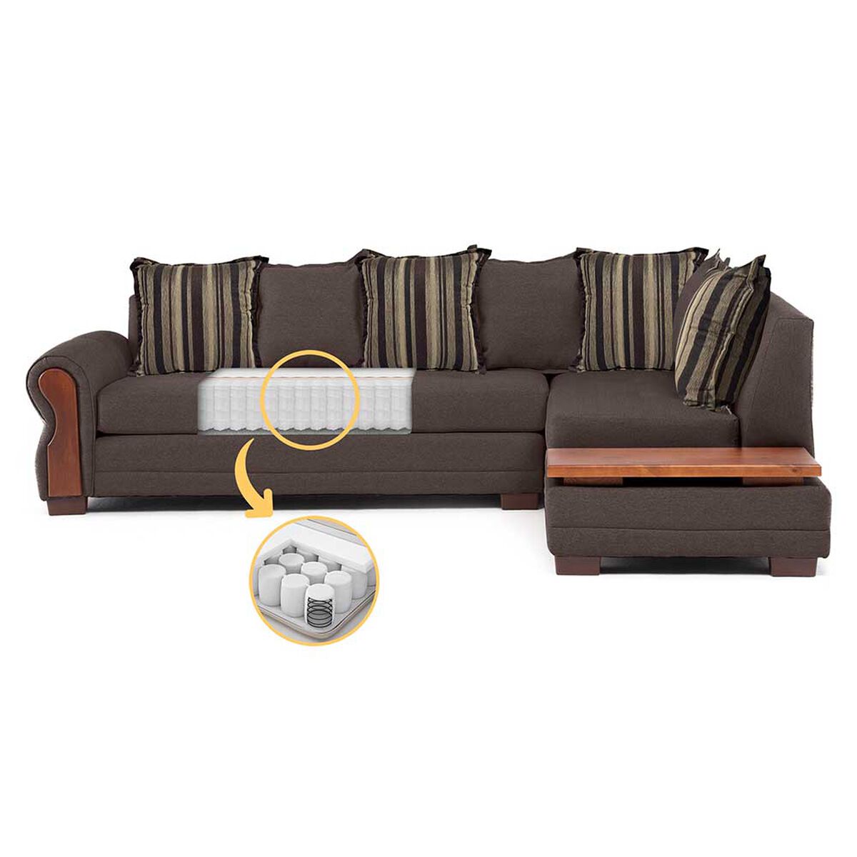 Sof&aacute; Seccional Living Factory Dakota 6 Cuerpos Caf&eacute;