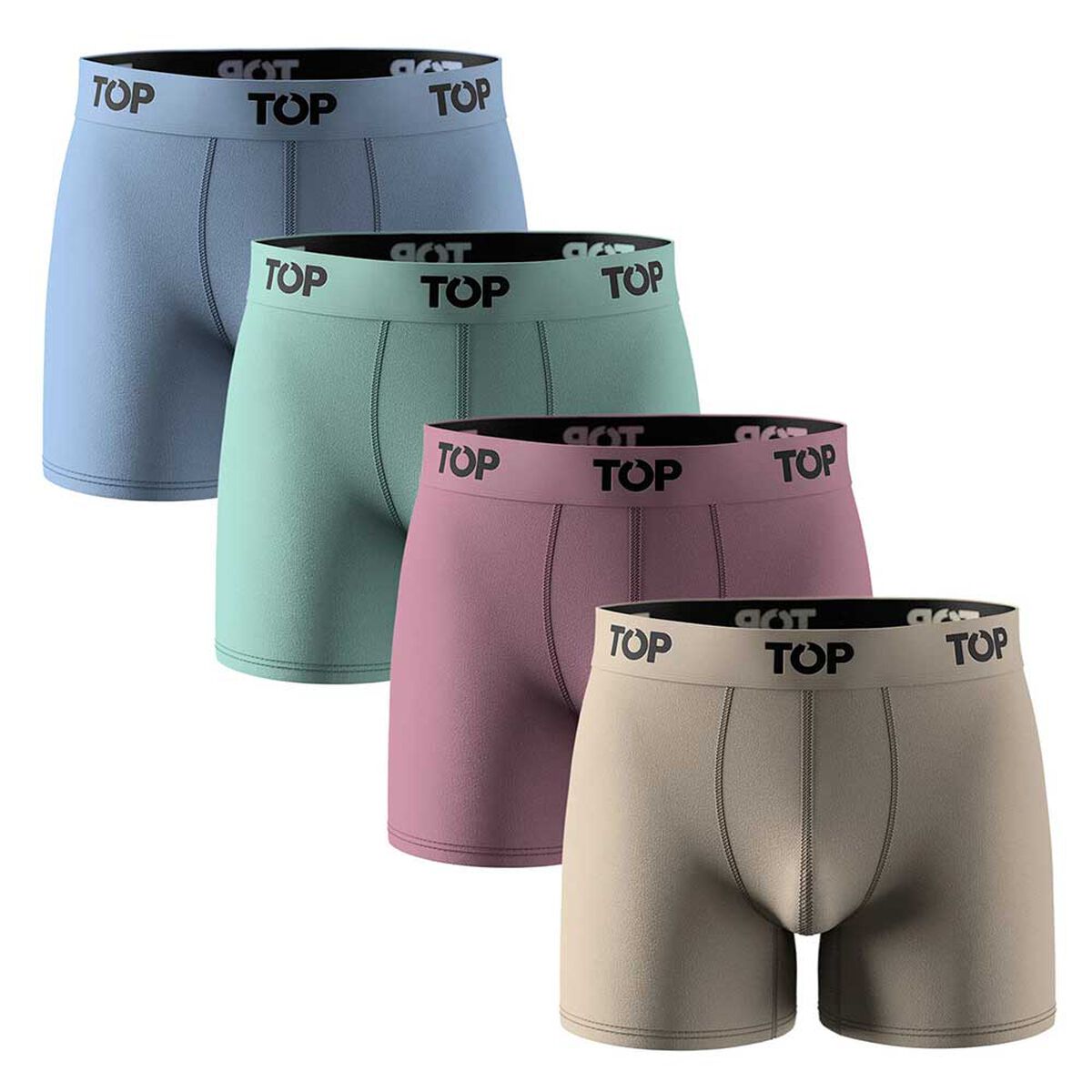 Pack 4 B&oacute;xer Medio Algod&oacute;n Hombre Top