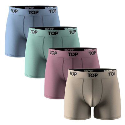 Pack 4 B&oacute;xer Medio Algod&oacute;n Hombre Top