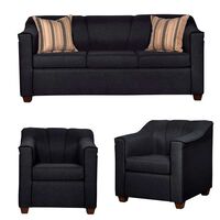 Juego de Living Ruzam Mobel Venecia  Sofá 3 Cuerpos + Dos Sillones 1 Cuerpo Lino Negro