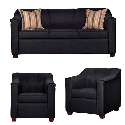 Imagen 1 del producto Juego de Living Ruzam Mobel Venecia  Sofá 3 Cuerpos + Dos Sillones 1 Cuerpo Lino Negro