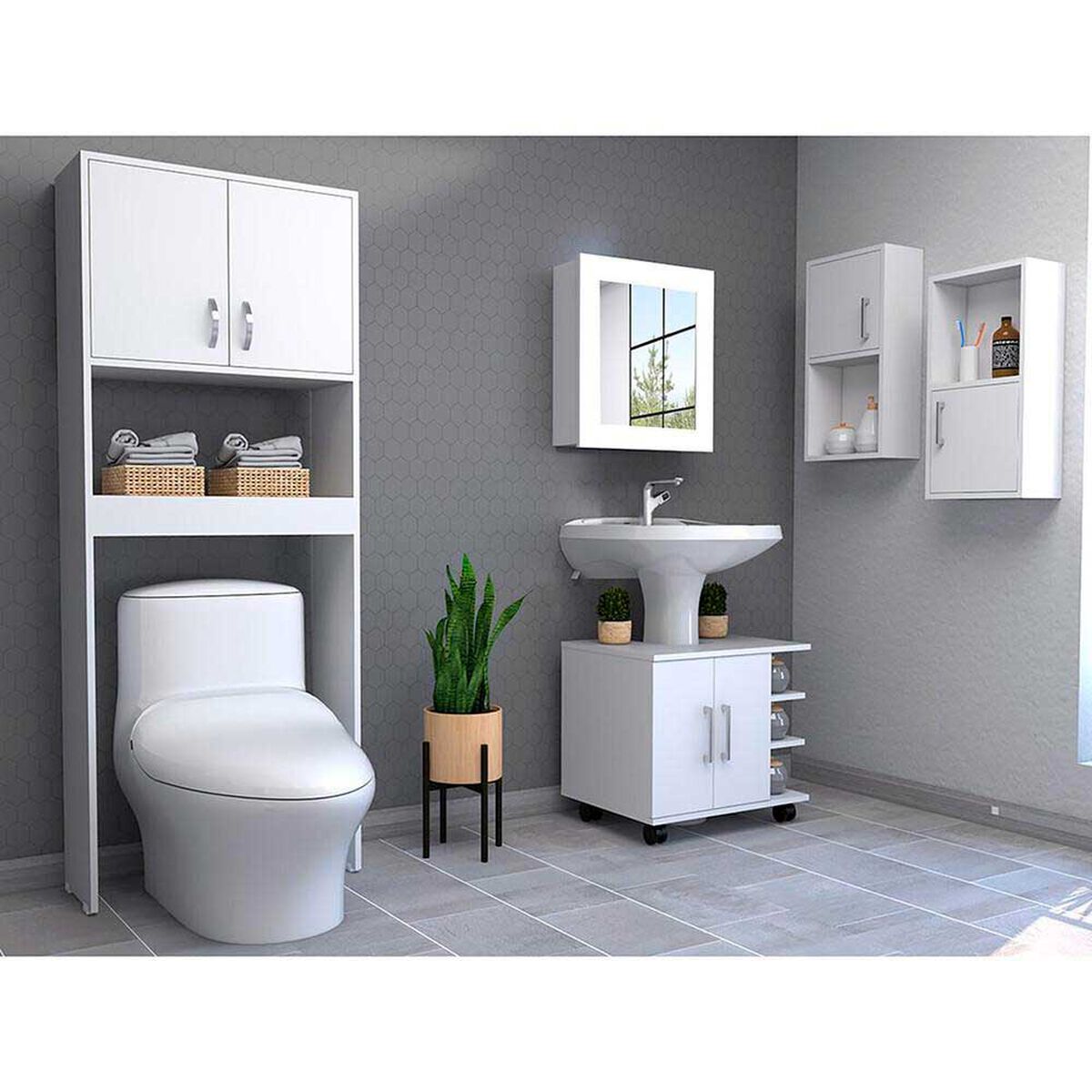 Botiqu&iacute;n + Optimizadores Lavamanos + Ba&ntilde;o 63-A + Auxiliar X2 TuHome Big Bath