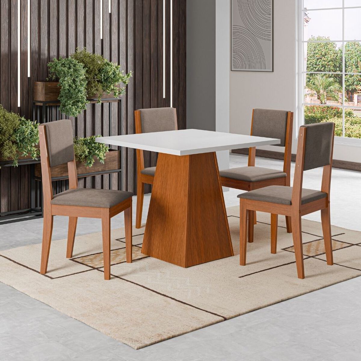 Juego de Comedor Cuadrado Exit Trento 4 Sillas Blanco