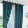Combo Cortinas Doral Rustico 220 x 140 cm Azul Petroleo