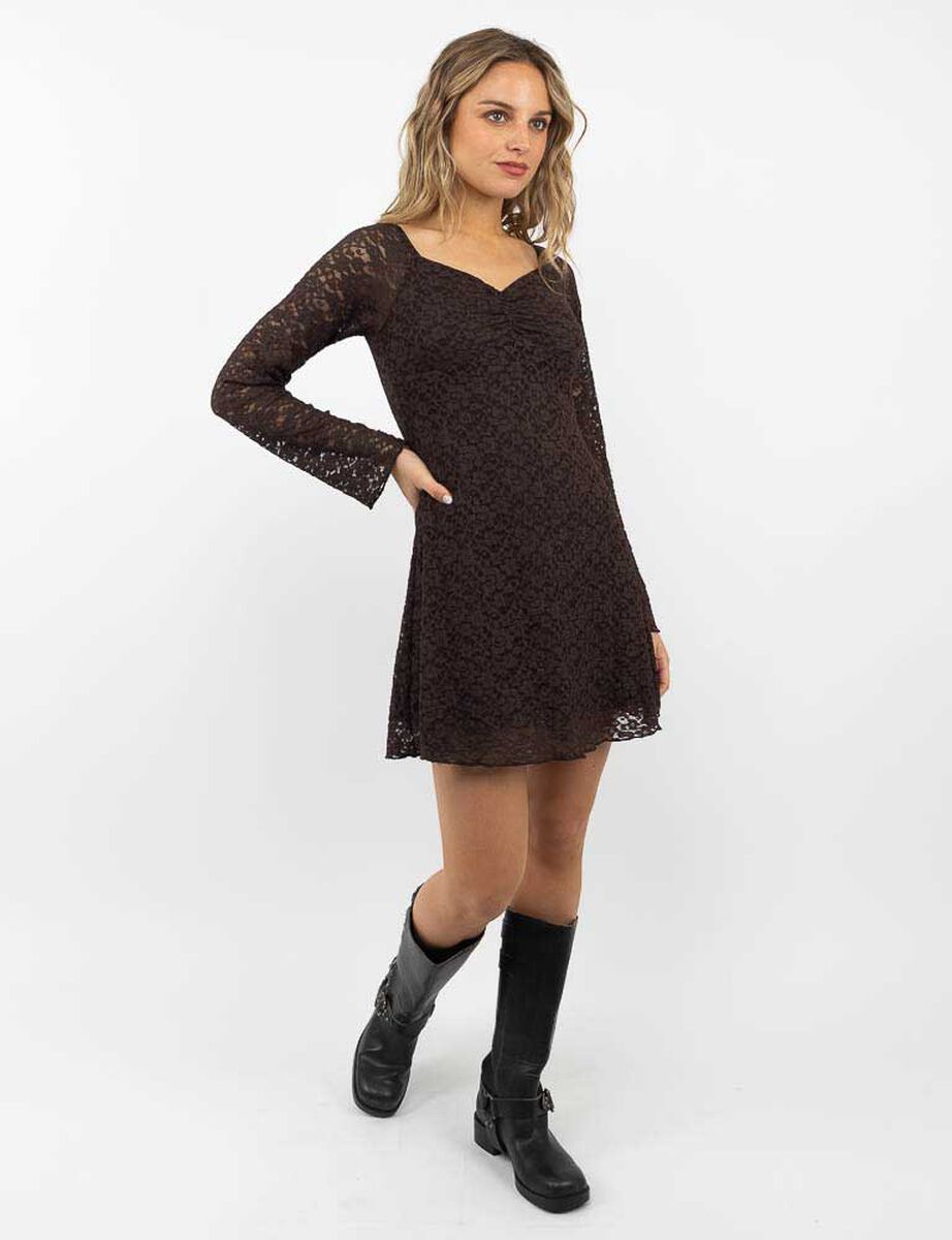 Vestido Mini Manga Larga Mujer Icono