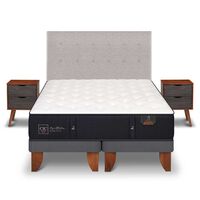 Cama Europea CIC Base Dividida 2 Plazas Premium + Respaldo + Veladores