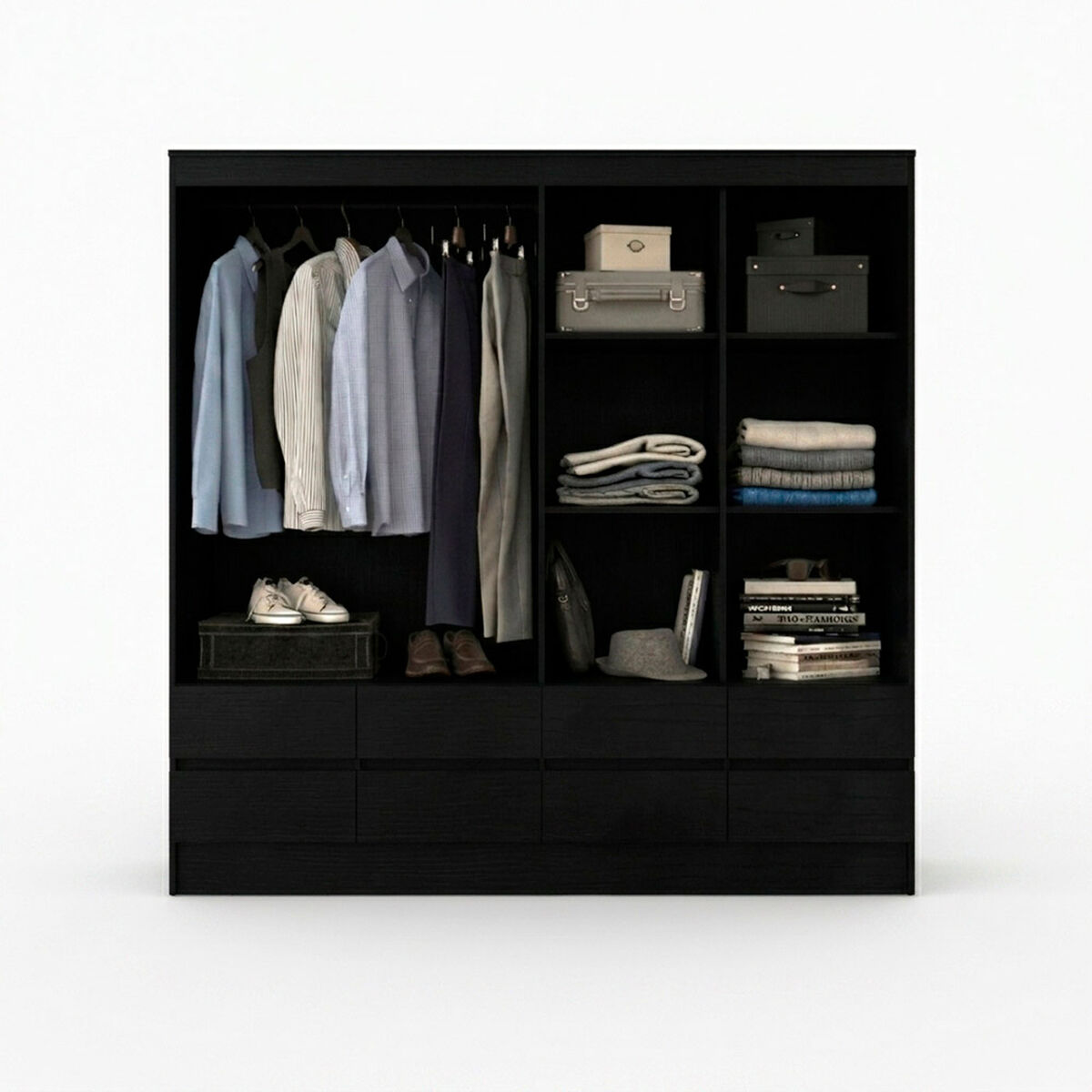 Closet CIC Maule 4 Puertas 8 Cajones Negro