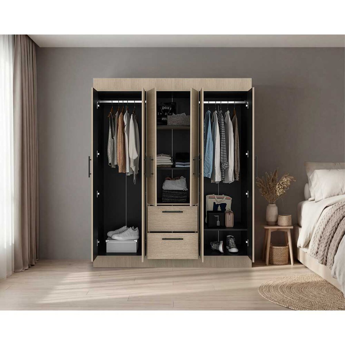 Closet Tuhome 150 VM 6 Puertas 2 Cajones Cartagena Wengue
