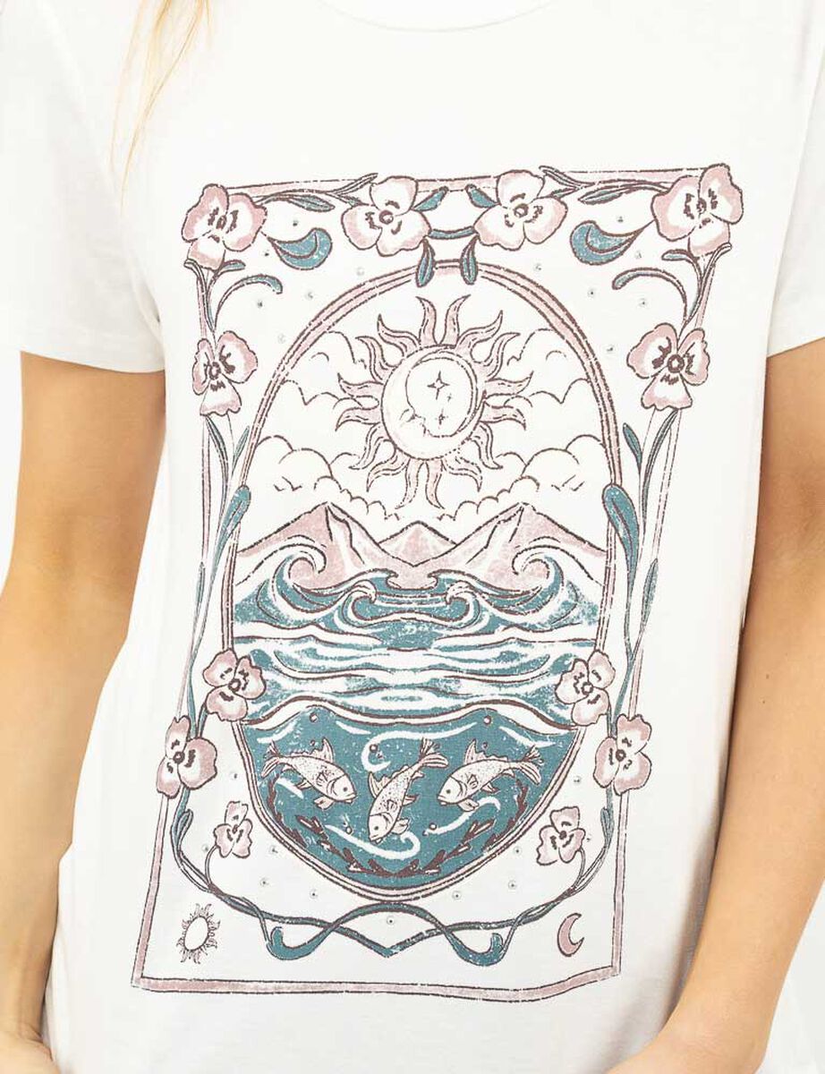 Polera Con Estampado Manga Corta Mujer Icono