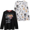 Pack 2 Polera Estampada Manga Larga de Algodón Niño Cutback