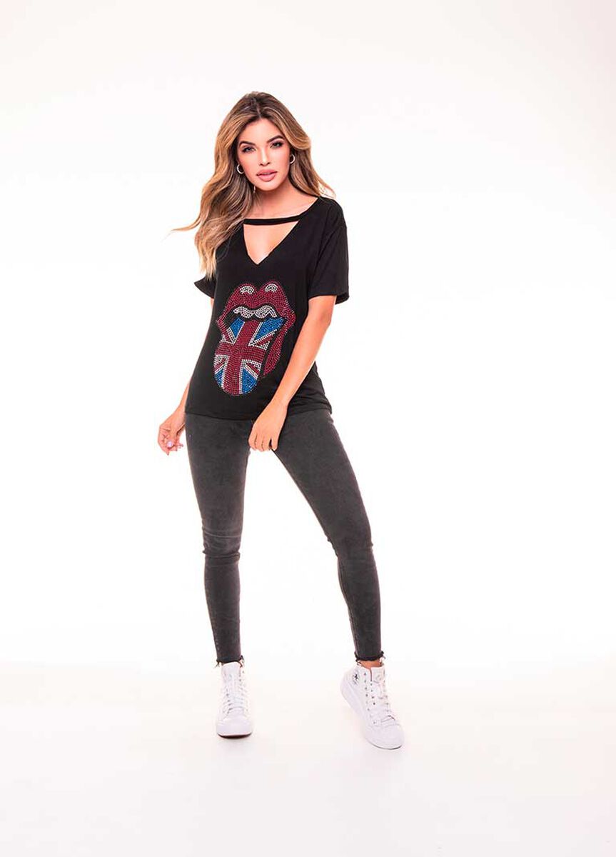 Polera Chocker Mujer Rock Caviar