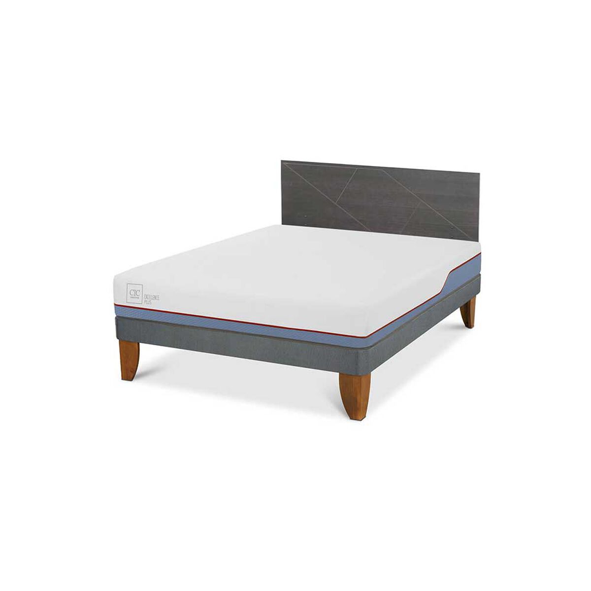 Cama Europea CIC Base Normal 2 Plazas Excellence Plus + Respaldo Villarrica