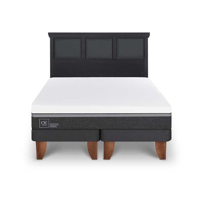 Imagen 1 del producto Cama Europea CIC Base Dividida King Ortopedic Advance + Respaldo Torino Negro