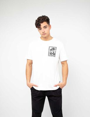 Imagen 1 del producto Polera Con Estampado Manga Corta Hombre Cutback Blanco, Negro