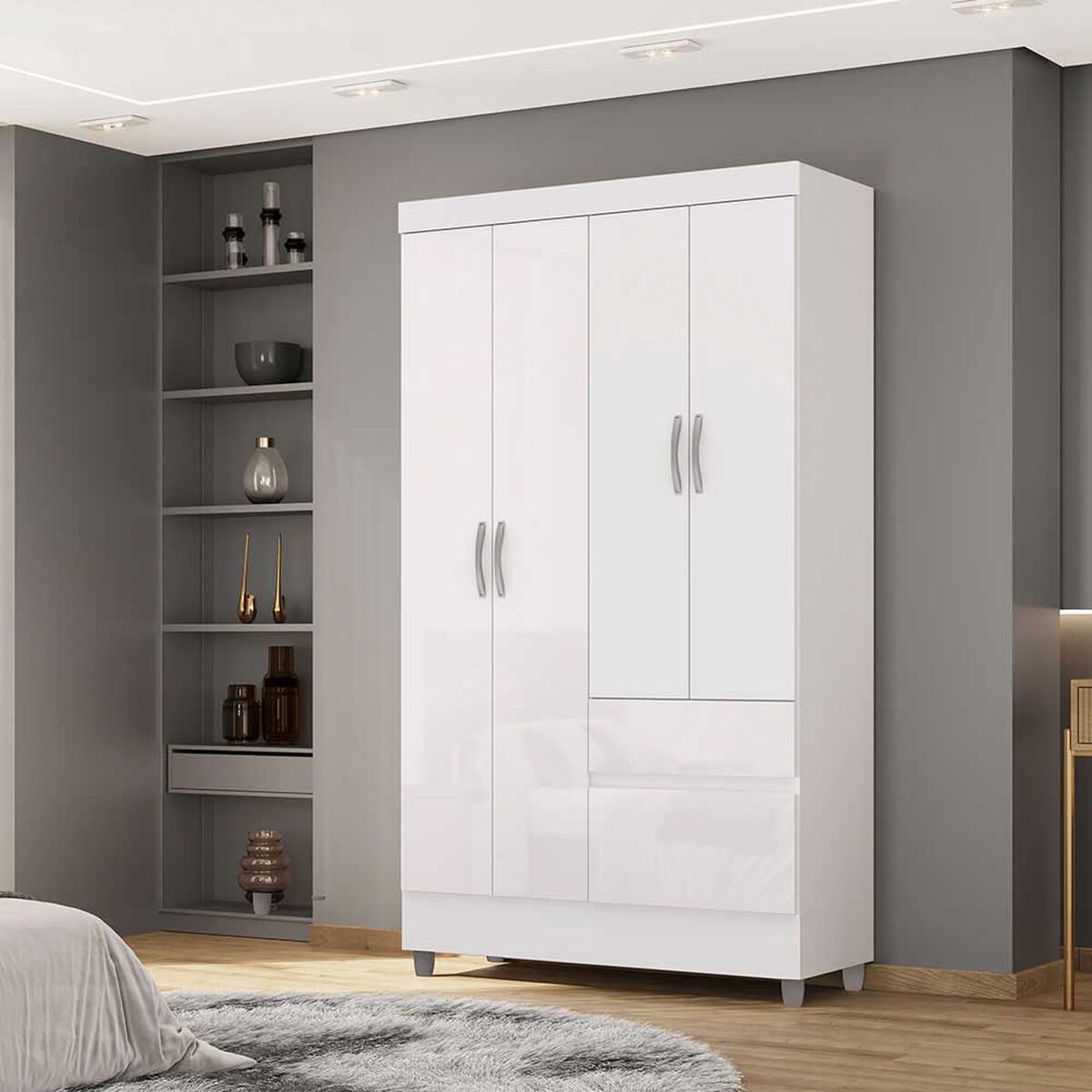 Closet Vekkahome Americano 4 Puertas 2 Cajones Blanca