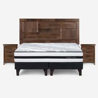 Cama Europea Rosen King Dolce + Respaldo + 2 Veladores