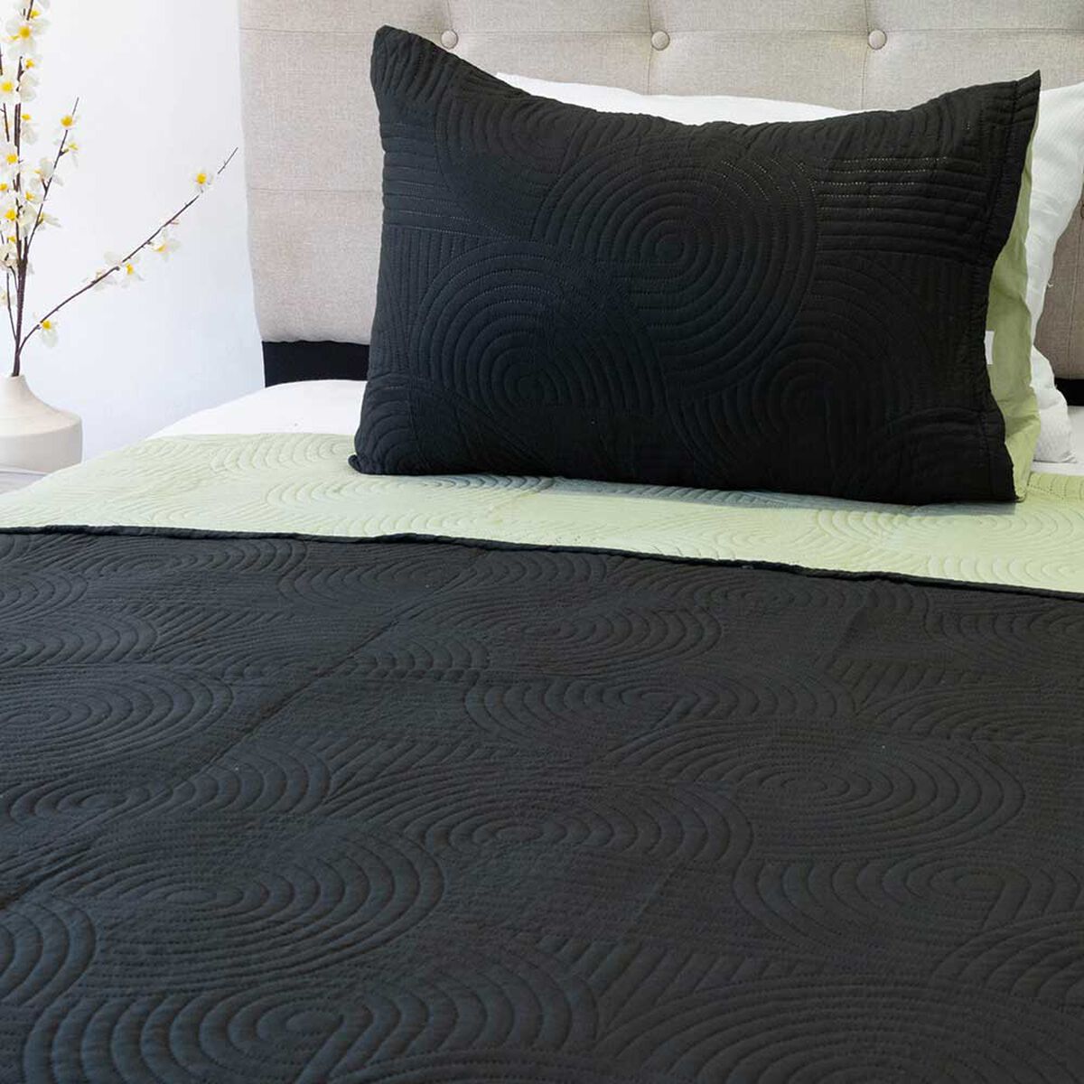 Quilt Doral 1,5 Plazas Negro Verde Origins