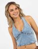 Blusa Crop Denim Sin Mangas Mujer Icono
