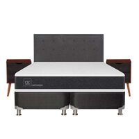 Box Spring CIC 2 plazas New Ortopedic + Respaldo + velador Eufrates