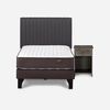 Cama Europea Rosen 1,5 Plazas Ergo T + Respaldo + Velador Grafito