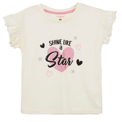 Imagen 1 del producto Polera Manga Corta Niña Chess Ecru, Negro, Rosado