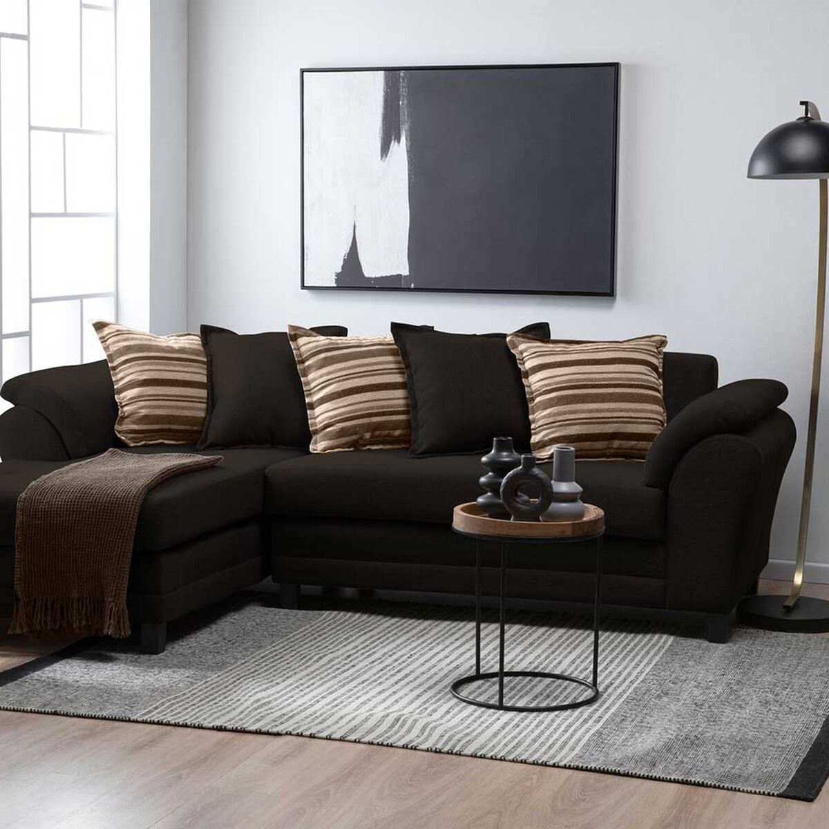 Sofá Seccional Izquierdo Living Factory Mustang 4 Cuerpos Moro