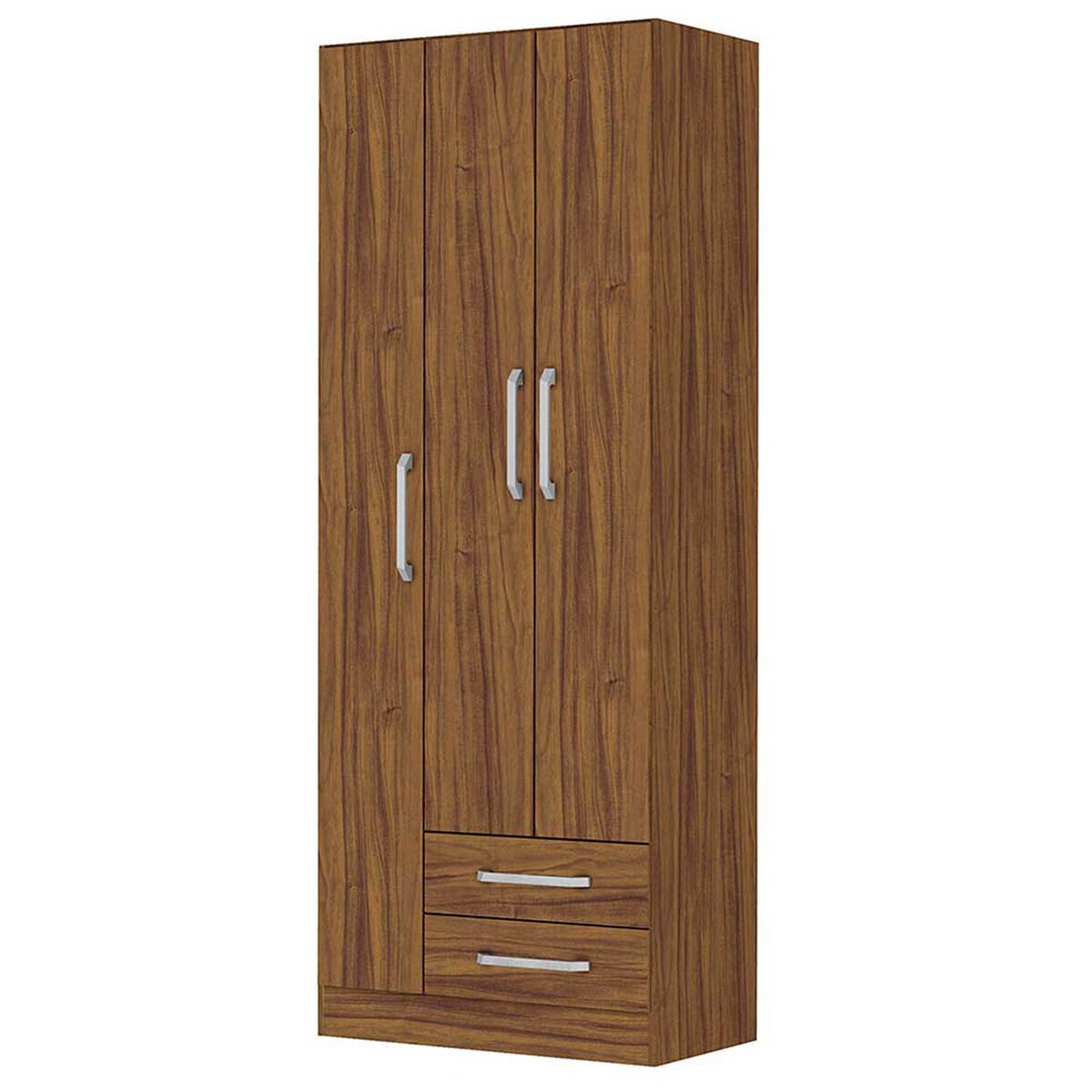 Combo Cama Europea CIC 1,5 Plazas New Titán + Set Maderas Nogal + Clóset Casanova 3 Puertas 2 Cajones + Almohada Celta Imperial Soft