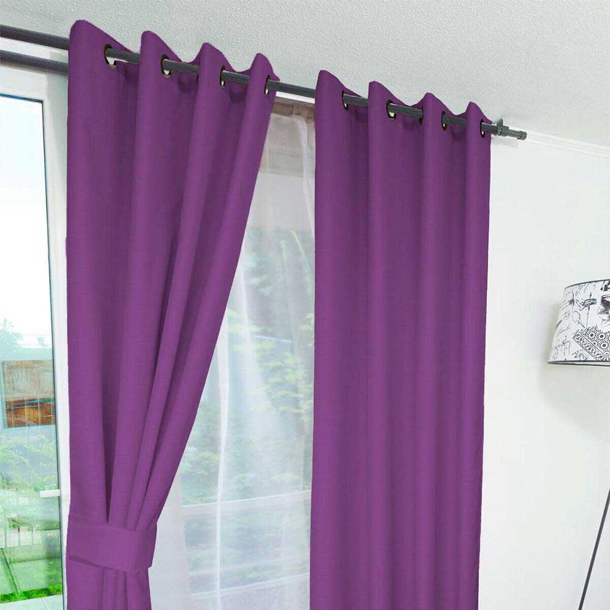 Combo Cortinas Doral Rustico 220 x 140 cm Morado
