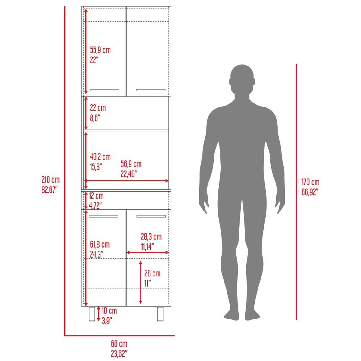Mueble de Cocina TuHome Luna 4 Puertas Wengue Fresno Europeo