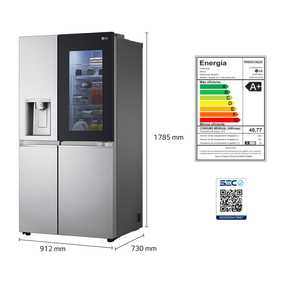 Refrigerador French Door LG LS66SXNC 598 lts.