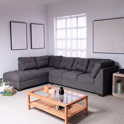 Seccional Izquierdo Muebles MPR Edimburgo 5 Cuerpos Gris Oscuro