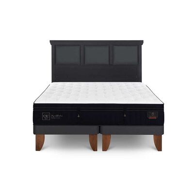 Cama Europea CIC Base Dividida 2 Plazas Súper Premium + Respaldo Torino Negro
