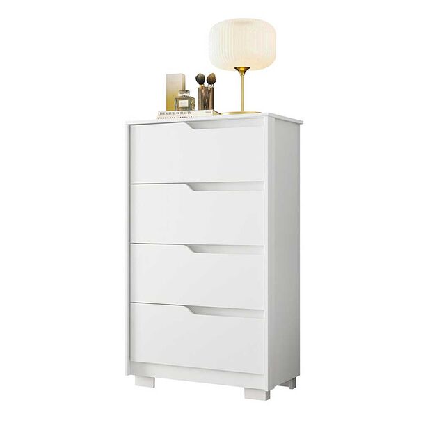 Cómoda Vekkahome Sole 4 Cajones Blanco Café
