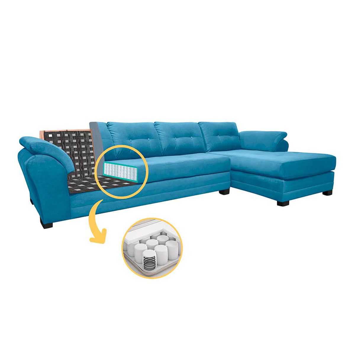 Sof&aacute; Seccional Living Factory Boston 5 Cuerpos Azul
