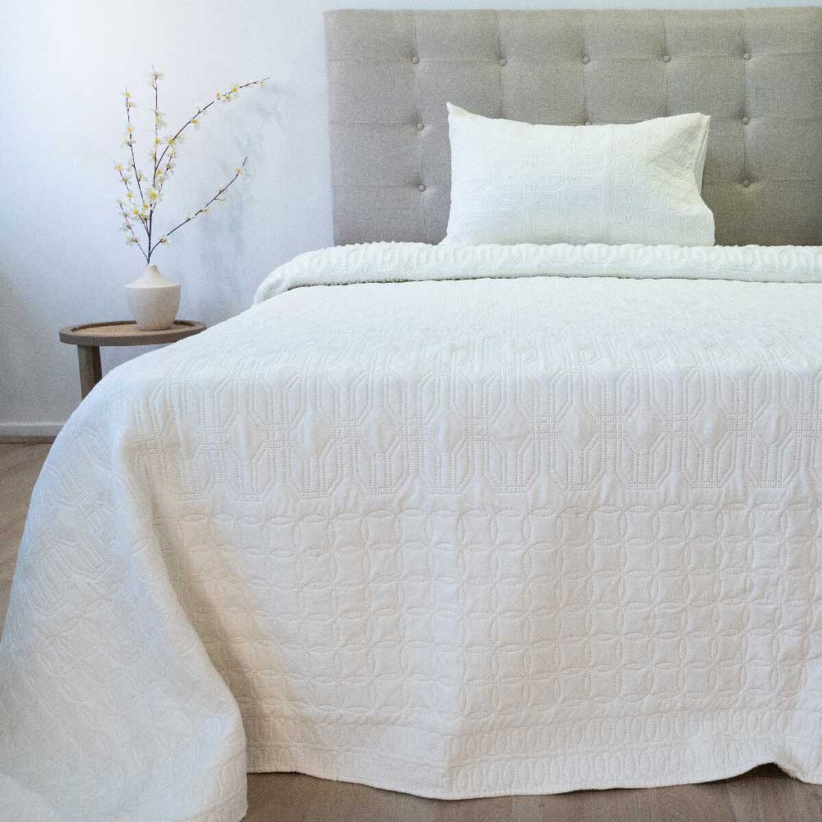 Quilt Doral 1,5 Plazas Viena Liso Blanco
