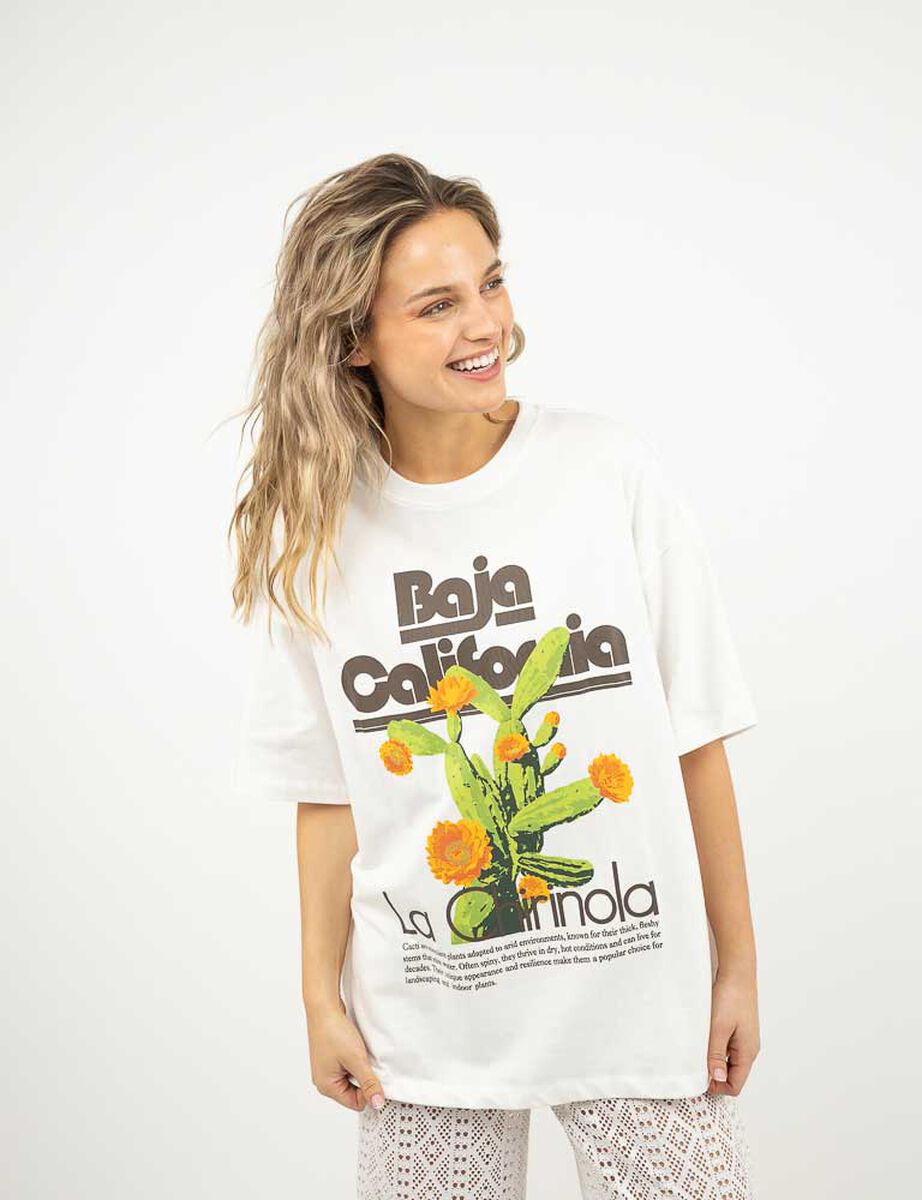 Polera Con Estampado Manga Corta Mujer Icono