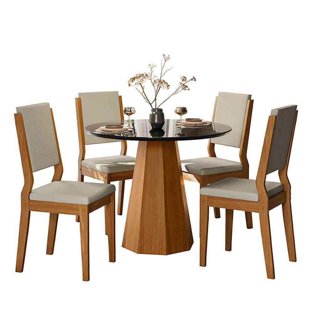 Juego de Comedor Vekkahome Isis 4 Sillas Gris