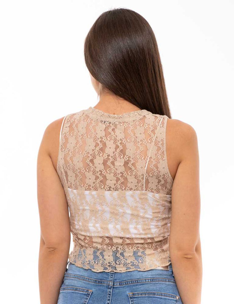 Polera Con Encaje Sin Mangas Mujer Icono