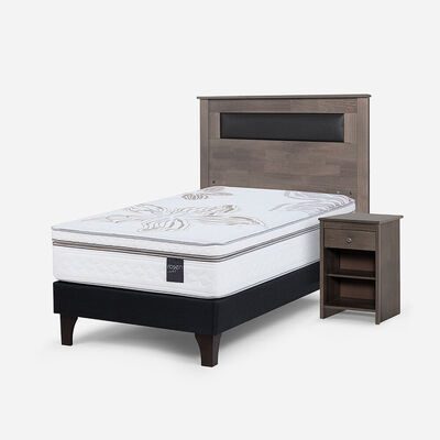 Imagen 2 del producto Cama Europea Rosen 1,5 Plazas Art 4 + Respaldo + Velador Ferrara Grafito