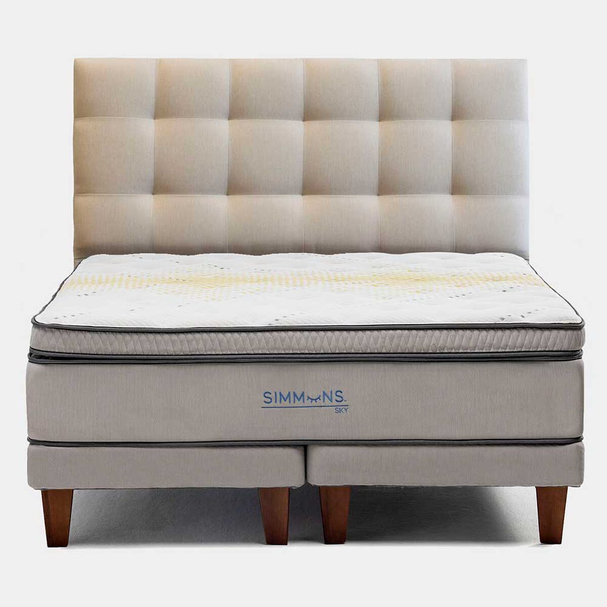 Cama Europea Simmons King Sky + Respaldo